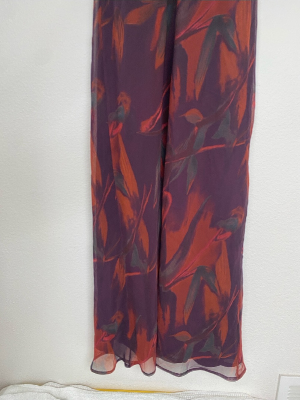 Vintage Womens Georgiou Studio Plum Red Watercolor Leaf Slip Dress Size 4 Girly - Picture 6 of 11